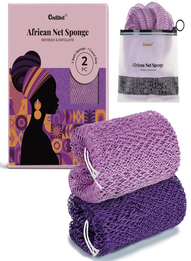CORATED African Net Sponge Authentic, Shower Loofah Exfoliating Bath Sponge, Body Scrubber for Women and Men Daily Use Body Care, Travel Portable Bath Accessories Spa Gifts - Image 1